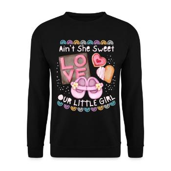 Bébé, bébé fille bébé fille disant avec arc-en-ciel - Sweat-shirt Unisexe - noir - Devant - Alina (178cm) & Michal (187cm)