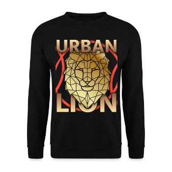 Funny Lion, Urban Lion, Golden Lion - Unisex Sweatshirt - black - Front - Alina (178cm) & Michal (187cm)