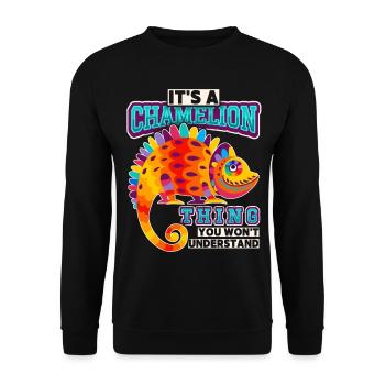 Chameleon, funny saying, It's-A-Chameleon-Thing - Unisex Sweatshirt - black - Front - Alina (178cm) & Michal (187cm)