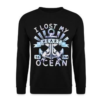 Schiffsanker, Romantischer Spruch, Ozean-Liebe - Unisex Pullover - Schwarz - Vorne - Alina (178cm) & Michal (187cm)
