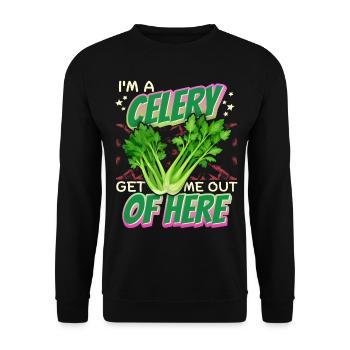 Celery, funny saying I'm-A-Celery - Unisex Sweatshirt - black - Front - Alina (178cm) & Michal (187cm)