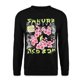 Japanese Cherry Blossom, Sakura Cherry Blossom Festival - Unisex Sweatshirt - black - Front - Alina (178cm) & Michal (187cm)
