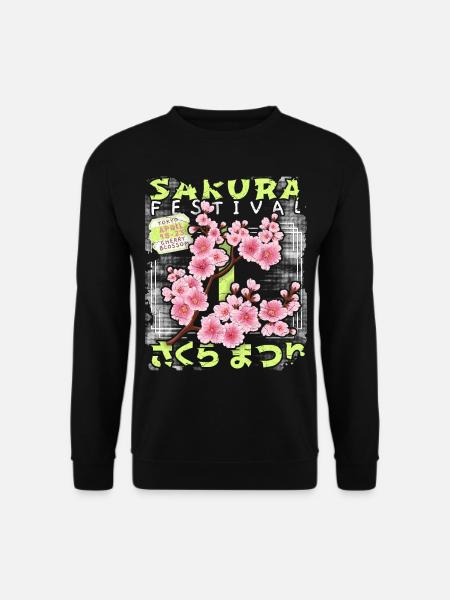 Japanese Cherry Blossom, Sakura Cherry Blossom Festival - Unisex Sweatshirt - black