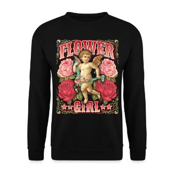 Angel putto with vintage roses, nostalgia scrapbook - Unisex Sweatshirt - black - Front - Alina (178cm) & Michal (187cm)