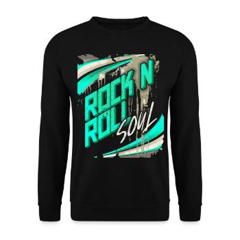 RockNRoll Typographie, Affiche Grunge Design - Sweat-shirt Unisexe - noir - Devant - Alina (178cm) & Michal (187cm)