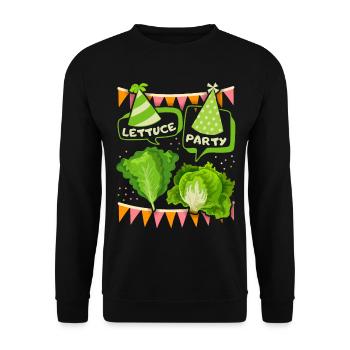 Salat, Kopfsalat lustiger Spruch, Pun Let's-Party - Unisex Pullover - Schwarz - Vorne - Alina (178cm) & Michal (187cm)