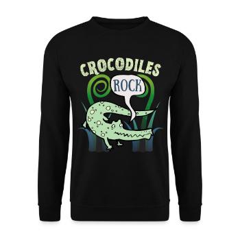 Krokodil-Crocodile, lustiger Spruch, Cartoon-Style - Unisex Pullover - Schwarz - Vorne - Alina (178cm) & Michal (187cm)