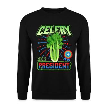Celery, funny saying, Celery-For-President - Unisex Sweatshirt - black - Front - Alina (178cm) & Michal (187cm)