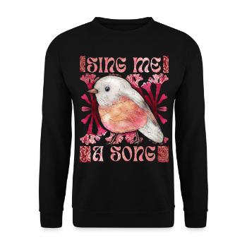 Rotkehlchen, lustiger Spruch, Vogel, Gesang - Unisex Pullover - Schwarz - Vorne - Alina (178cm) & Michal (187cm)