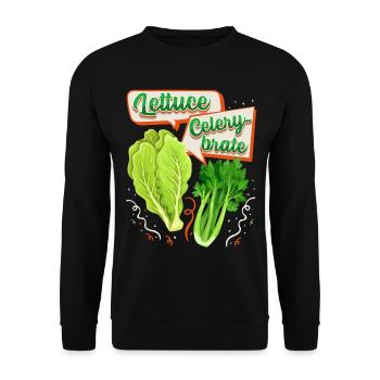 Sellerie, Salat lustiger Spruch, Pun - Unisex Pullover - Schwarz - Vorne - Alina (178cm) & Michal (187cm)