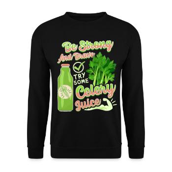 Celery, funny saying, try-celery juice - Unisex Sweatshirt - black - Front - Alina (178cm) & Michal (187cm)