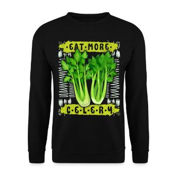 Celery, funny saying Eat-More-Celery - Unisex Sweatshirt - black - Front - Alina (178cm) & Michal (187cm)