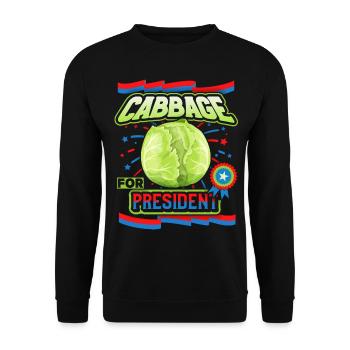 Cabbage, funny saying, Cabbage-For-President - Unisex Sweatshirt - black - Front - Alina (178cm) & Michal (187cm)