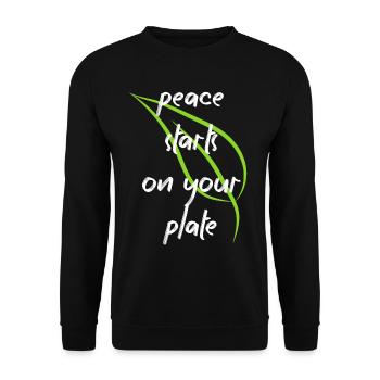 Vegan Veganer Tierschutz Vegetarier Vegetarisch - Unisex Pullover - Schwarz - Vorne - Alina (178cm) & Michal (187cm)