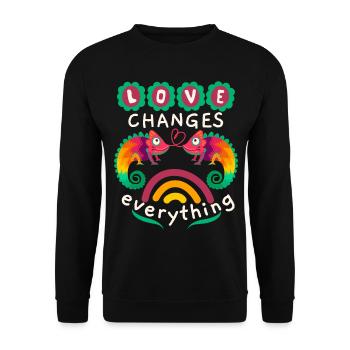 Valentine's Day, chameleon love, funny saying - Unisex Sweatshirt - black - Front - Alina (178cm) & Michal (187cm)