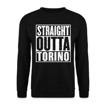 Straight Outta Torino Vintage - Unisex Sweatshirt - black - Front - Alina (178cm) & Michal (187cm)