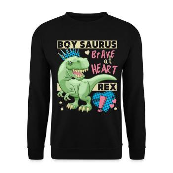 Garçon dinosaure, garçon dinosaure, drôle de dinosaure disant - Sweat-shirt Unisexe - noir - Devant - Alina (178cm) & Michal (187cm)