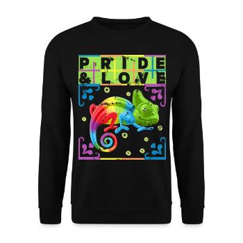 Rainbow Chameleon, LGBT Pride-Rainbow LGBTQ - Unisex Sweatshirt - black - Front - Alina (178cm) & Michal (187cm)