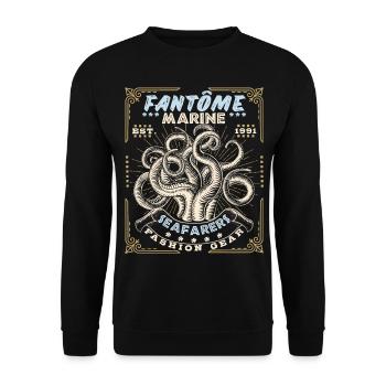 Maritim-Oktopus, Maritim-Krake, Vintage-Fashion - Unisex Pullover - Schwarz - Vorne - Alina (178cm) & Michal (187cm)