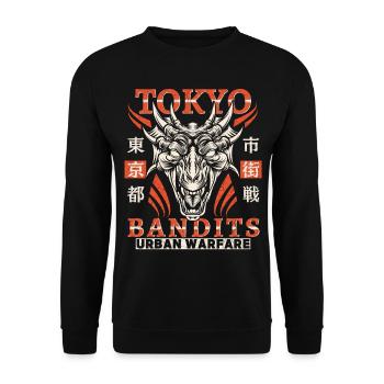 Tokyo, Tokyo Japan, dragon motif, vintage design - Unisex Sweatshirt - black - Front - Alina (178cm) & Michal (187cm)