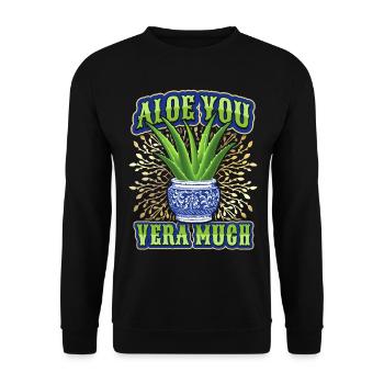 Valentine's Day, Love-Love Aloe Vera funny saying - Unisex Sweatshirt - black - Front - Alina (178cm) & Michal (187cm)