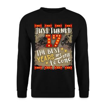 17. Geburtstag 17 Jahre alt Vintage-Design, Spruch - Unisex Pullover - Schwarz - Vorne - Alina (178cm) & Michal (187cm)