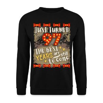 97th birthday 97 years old vintage design, saying - Unisex Sweatshirt - black - Front - Alina (178cm) & Michal (187cm)
