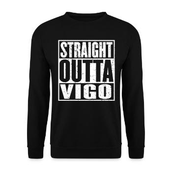 Gerade Outta Vigo Vintage - Unisex Pullover - Schwarz - Vorne - Alina (178cm) & Michal (187cm)