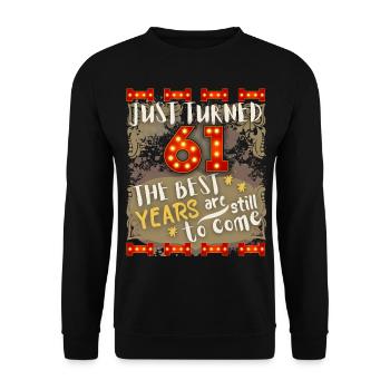 61. Geburtstag 61 Jahre alt Vintage-Design, Spruch - Unisex Pullover - Schwarz - Vorne - Alina (178cm) & Michal (187cm)