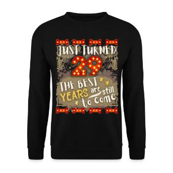 29. Geburtstag 29 Jahre alt Vintage-Design, Spruch - Unisex Pullover - Schwarz - Vorne - Alina (178cm) & Michal (187cm)
