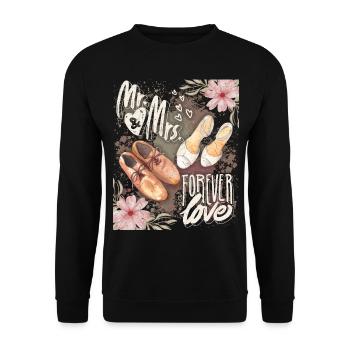 Mr & Mrs Forever-Love, Spruch, Brautschuhe - Unisex Pullover - Schwarz - Vorne - Alina (178cm) & Michal (187cm)