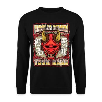 Hannja Demon, Japanese Demon, Streetgang Tokyo - Unisex Sweatshirt - black - Front - Alina (178cm) & Michal (187cm)