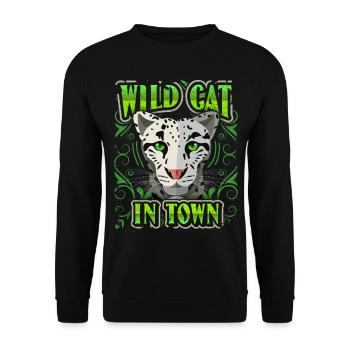 Chat sauvage, dicton drôle, panthère lion tigre - Sweat-shirt Unisexe - noir - Devant - Alina (178cm) & Michal (187cm)