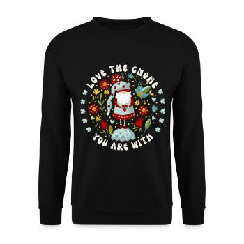 Gnom, Gnome-Goblin Liebe-Love lustiger Spruch Pun - Unisex Pullover - Schwarz - Vorne - Alina (178cm) & Michal (187cm)