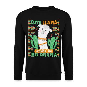 Süßes-Lama, Lama-Drama, lustiger Spruch - Unisex Pullover - Schwarz - Vorne - Alina (178cm) & Michal (187cm)