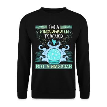 Kindergarten teacher, kindergarten teacher funny saying - Unisex Sweatshirt - black - Front - Alina (178cm) & Michal (187cm)