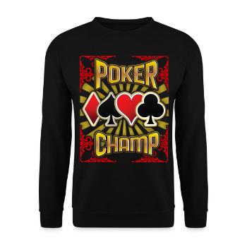 Poker-Spiel, Poker-Spruch, Poker-Champion - Unisex Pullover - Schwarz - Vorne - Alina (178cm) & Michal (187cm)