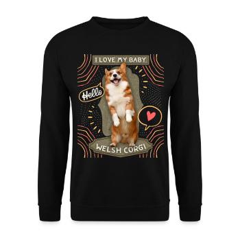Welsh-Corgi Hund, lustiger Spruch - Unisex Pullover - Schwarz - Vorne - Alina (178cm) & Michal (187cm)