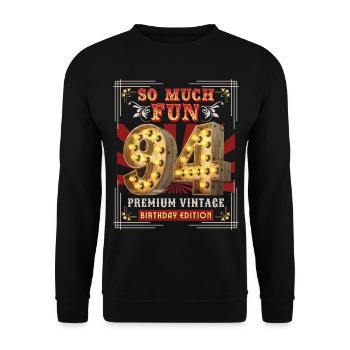 94th birthday 94 years Vintage-Retro Fun-Birthday - Unisex Sweatshirt - black - Front - Alina (178cm) & Michal (187cm)