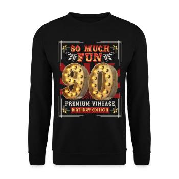 90th Birthday 90 Years Vintage-Retro Fun-Birthday - Unisex Sweatshirt - black - Front - Alina (178cm) & Michal (187cm)
