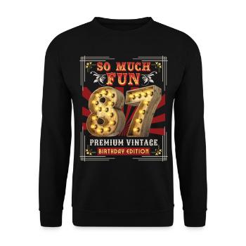 87th birthday 87 years Vintage-Retro Fun-Birthday - Unisex Sweatshirt - black - Front - Alina (178cm) & Michal (187cm)