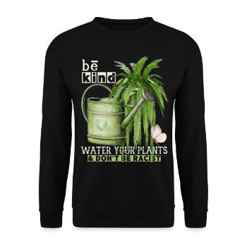 Pflanzen-Fan, Antirassismus be-kind, Frieden Peace - Unisex Pullover - Schwarz - Vorne - Alina (178cm) & Michal (187cm)