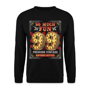 99th Birthday 99 Years Vintage-Retro Fun-Birthday - Unisex Sweatshirt - black - Front - Alina (178cm) & Michal (187cm)