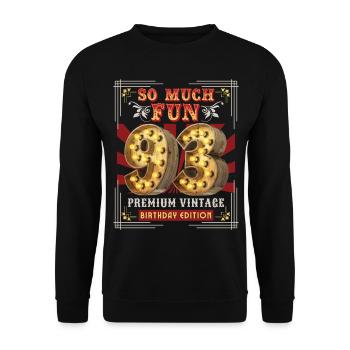 93rd birthday 93 years Vintage-Retro Fun-Birthday - Unisex Sweatshirt - black - Front - Alina (178cm) & Michal (187cm)