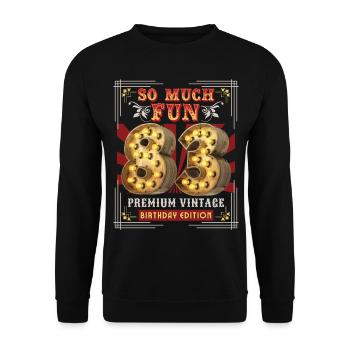 83rd birthday 83 years Vintage-Retro Fun-Birthday - Unisex Sweatshirt - black - Front - Alina (178cm) & Michal (187cm)