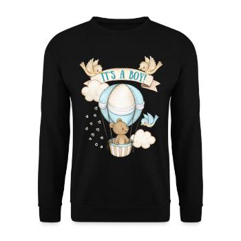 Baby-Boy, Teddybär-Baby, Cute-Design It's-A-Boy - Unisex Pullover - Schwarz - Vorne - Alina (178cm) & Michal (187cm)