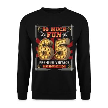 65ème anniversaire 65 ans Vintage-Retro Fun-Birthday - Sweat-shirt Unisexe - noir - Devant - Alina (178cm) & Michal (187cm)