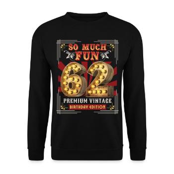 62ème anniversaire 62 ans Vintage-Retro Fun-Birthday - Sweat-shirt Unisexe - noir - Devant - Alina (178cm) & Michal (187cm)