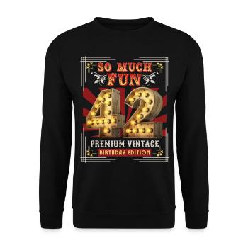 42nd birthday 42 years Vintage-Retro-Fun-Birthday - Unisex Sweatshirt - black - Front - Alina (178cm) & Michal (187cm)