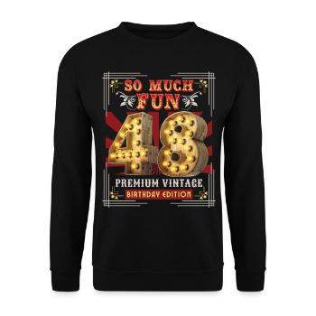 48ème anniversaire 48 ans Vintage-Rétro Fun-Anniversaire - Sweat-shirt Unisexe - noir - Devant - Alina (178cm) & Michal (187cm)